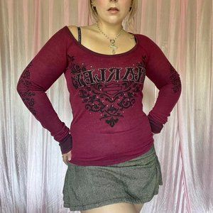 Harley Davidson burgundy waffle tee